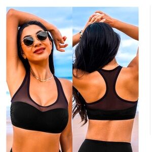 Black racerback swimsuit top